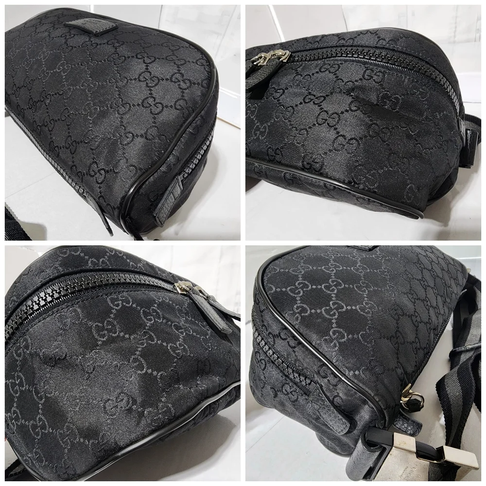 GUCCI Nylon Monogram Fanny Pack Belt Bag Black